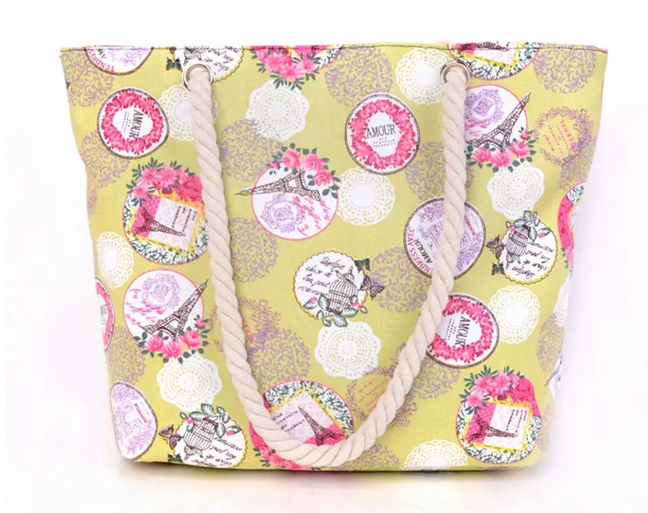 Women Casual Shoulder Bags Flowers Tower Shopping Bags Beach Bags