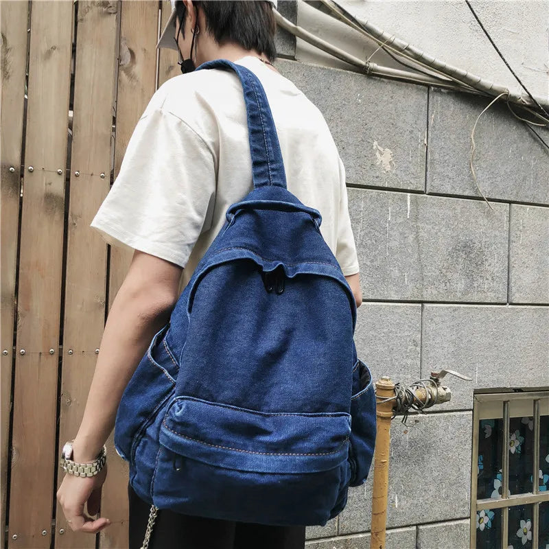 Women Denim Backpack Casual Travel Bags School Bags High School Students