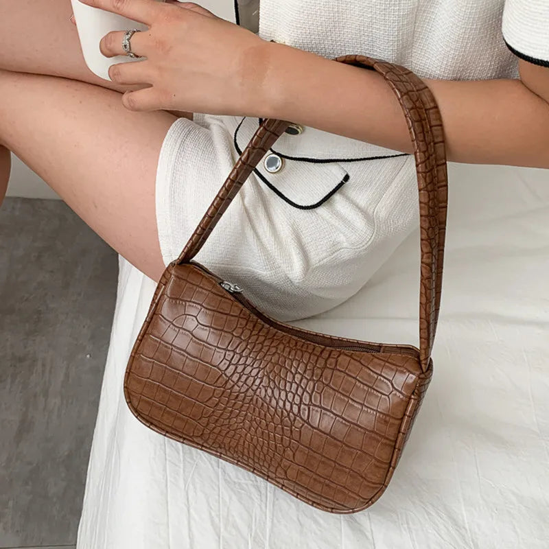Women PU Leather Armpit Bag French Shoulder Bags Handle bag Female Purse