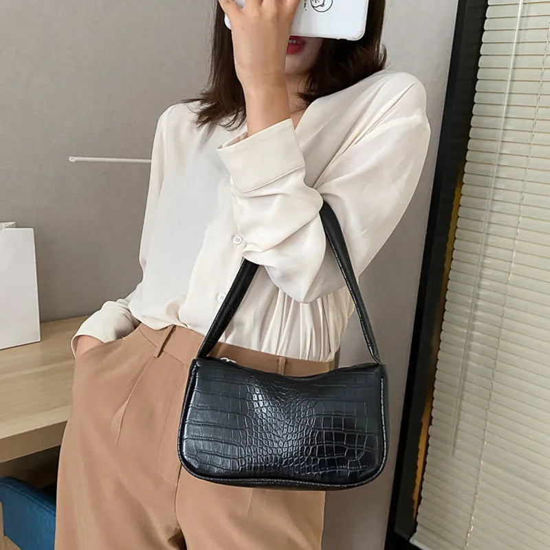 Women PU Leather Armpit Bag French Shoulder Bags Handle bag Female Purse
