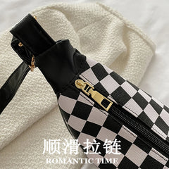 Women Plaid Canvas Shoulder Bag Chain Handbag Crossbody Bag