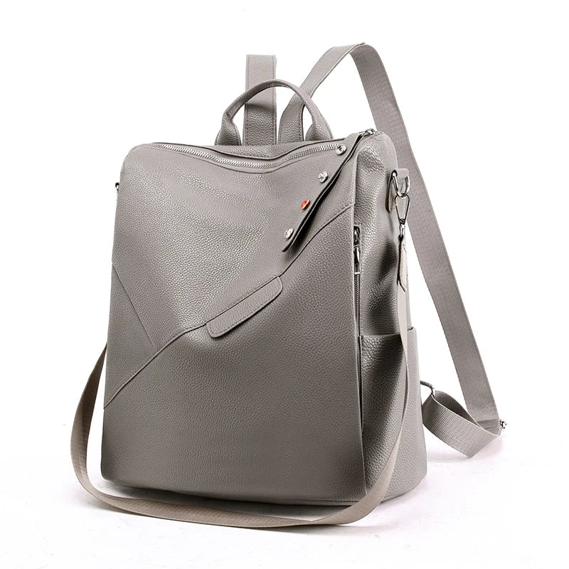 Women Anti-theft Backpack Leather Shoulder Bag Travel Rucksack