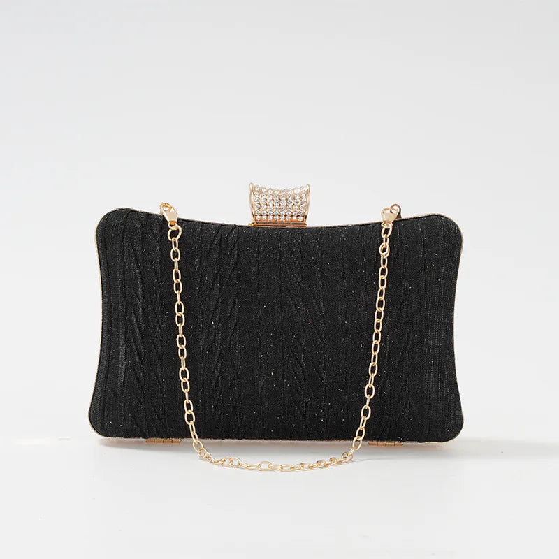 Women Diamond Fold Evening Clutch Bags Wedding Banquet Shoulder Bags