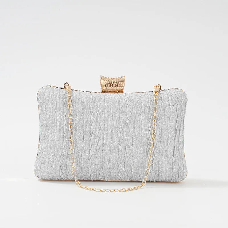 Women Diamond Fold Evening Clutch Bags Wedding Banquet Shoulder Bags