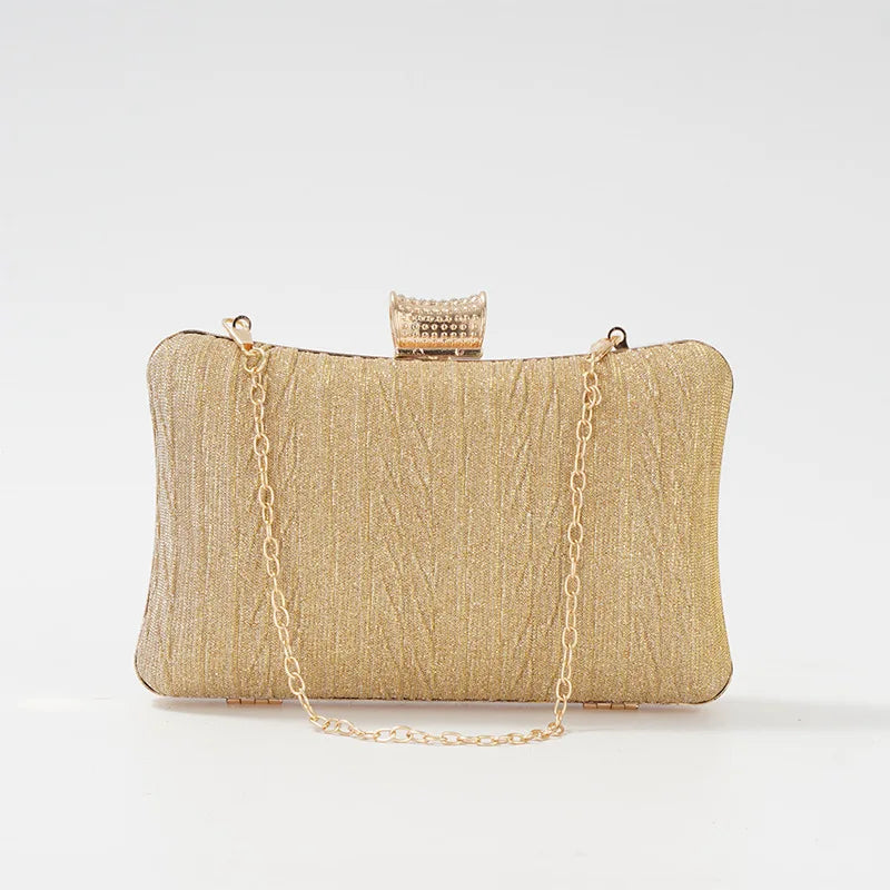 Women Diamond Fold Evening Clutch Bags Wedding Banquet Shoulder Bags