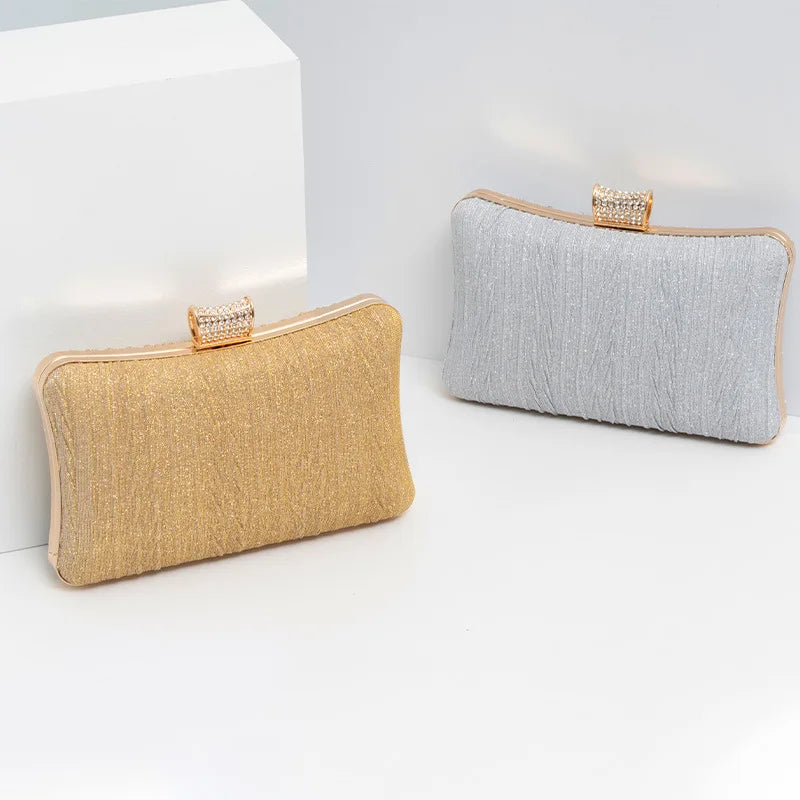 Women Diamond Fold Evening Clutch Bags Wedding Banquet Shoulder Bags