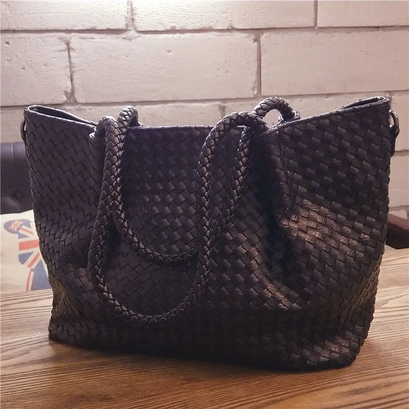 Women Large Capacity Woven Shoulder Bag Crossbody Bag For Ladies