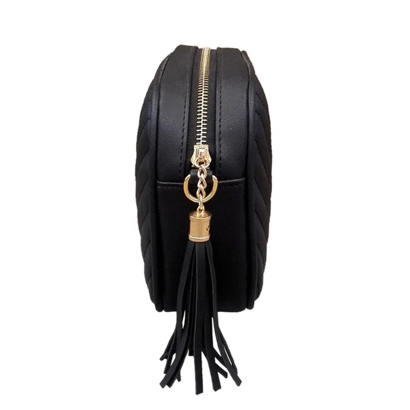 Small Leather Tassel Messenger Bag for Women