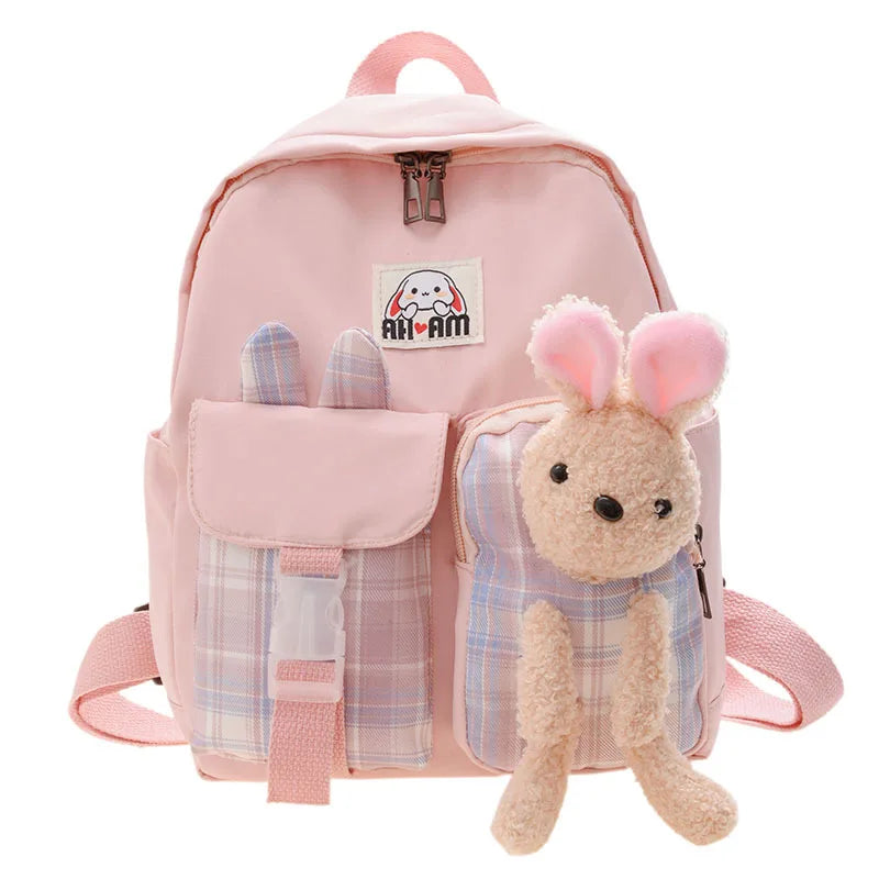 Nylon Backpack Waterproof Candy Colors High School Bags for Girls Boys