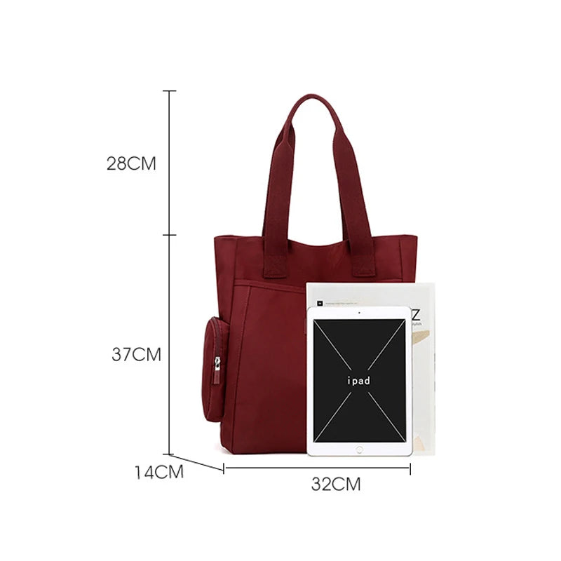 Women Nylon Shoulder Bags Office Ladies Multi-Pocket Handbags Mommy Tote Bags