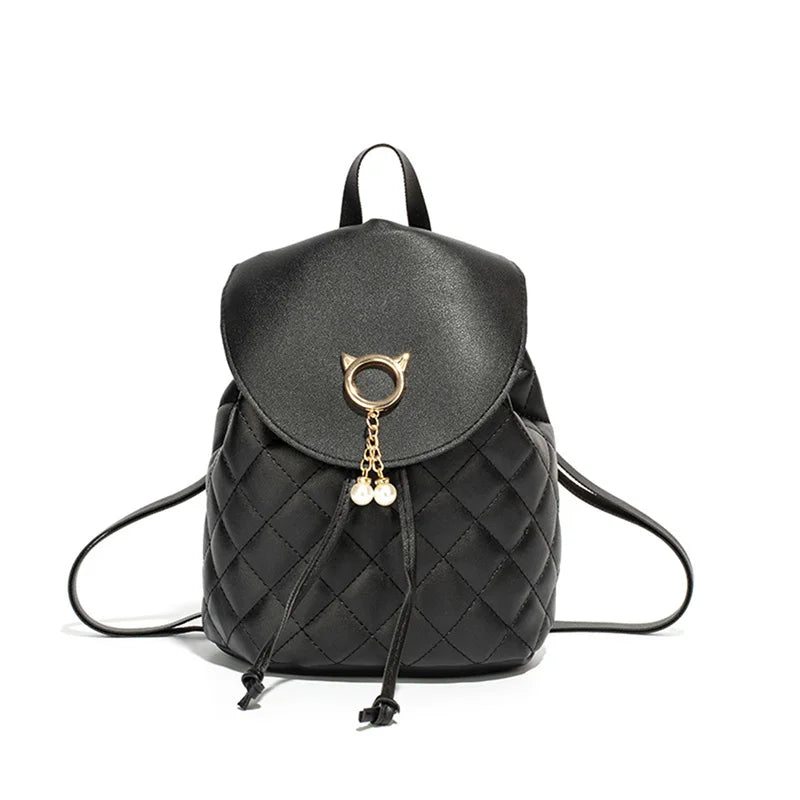 Women PU Leather Shoulder Mini Backpack Diamond Lattice Phone Pouch