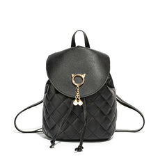 Women PU Leather Shoulder Mini Backpack Diamond Lattice Phone Pouch