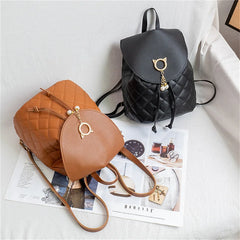 Women PU Leather Shoulder Mini Backpack Diamond Lattice Phone Pouch