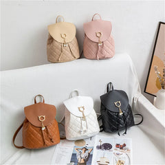 Women PU Leather Shoulder Mini Backpack Diamond Lattice Phone Pouch