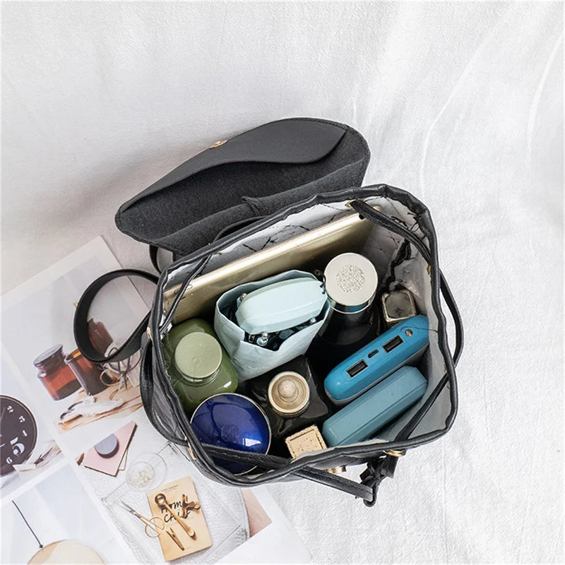 Women PU Leather Shoulder Mini Backpack Diamond Lattice Phone Pouch