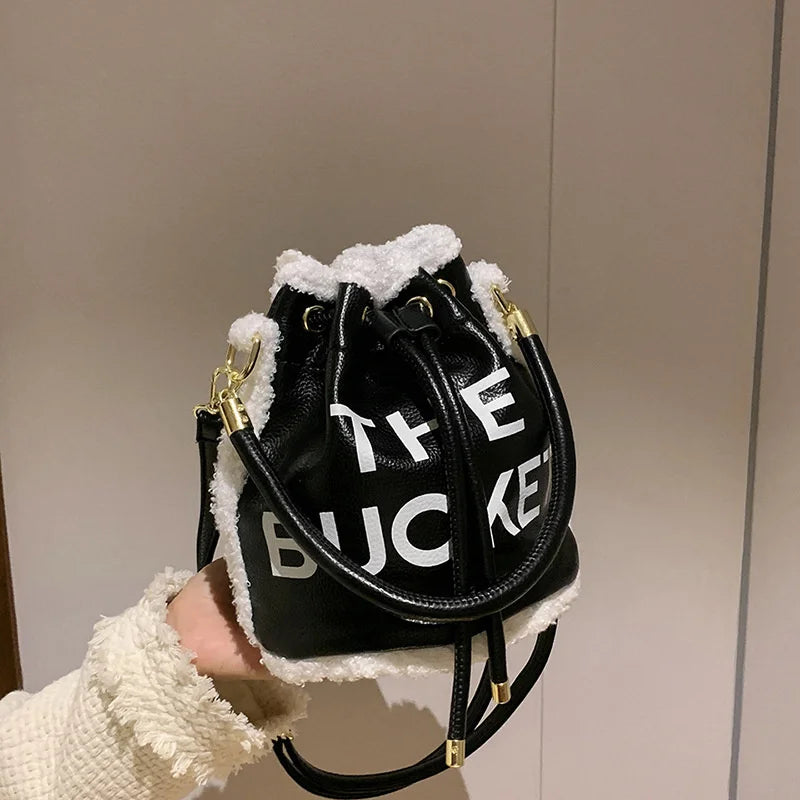 Women Printed Letters Bucket Cross Body Shoulder Bags 8 Colors