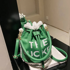 Women Printed Letters Bucket Cross Body Shoulder Bags 8 Colors