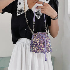 Sequin Bucket Shoulder Bag for Women