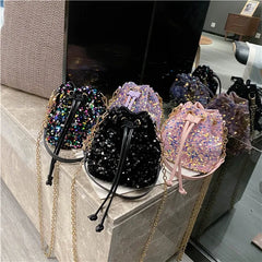 Sequin Bucket Shoulder Bag for Women