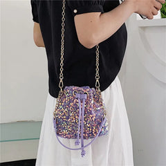 Sequin Bucket Shoulder Bag for Women