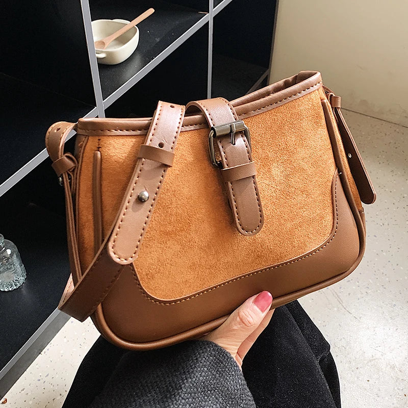 Women Shoulder Bag Autumn Retro Patchwork Messenger Pack All-Match Underarm Bags