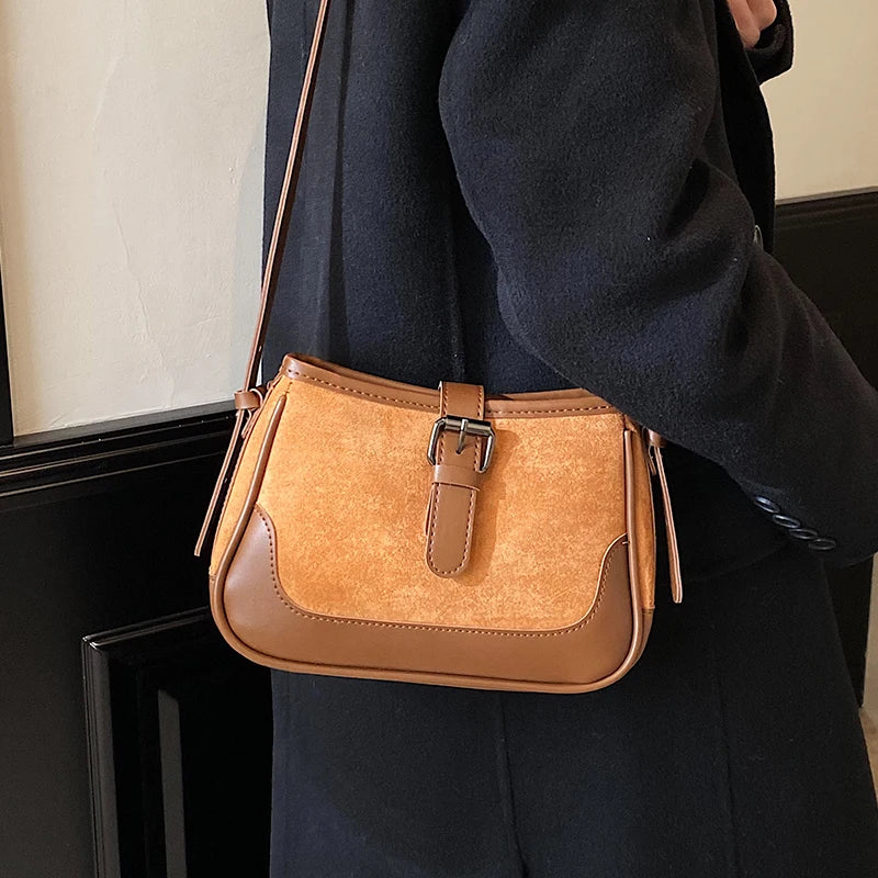 Women Shoulder Bag Autumn Retro Patchwork Messenger Pack All-Match Underarm Bags