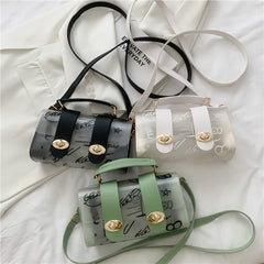 Women Shoulder Bag PVC Transparent Graffiti Messenger Female Bag Small