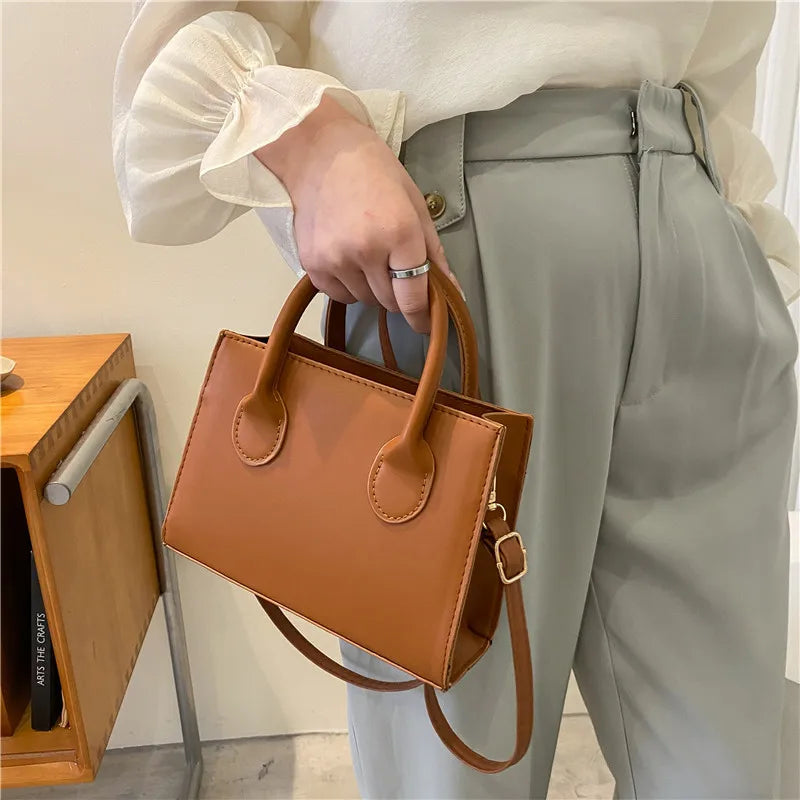 Green Pu Leather Shoulder Bag Crossbody Handbag Top Handle Purse