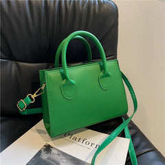 Green Pu Leather Shoulder Bag Crossbody Handbag Top Handle Purse