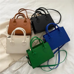 Green Pu Leather Shoulder Bag Crossbody Handbag Top Handle Purse