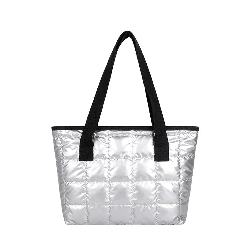 Winter Puffer Totes Handbag Diamond Lattice Shoulder Purse Style