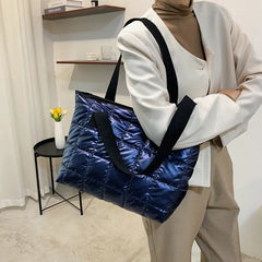 Winter Puffer Totes Handbag Diamond Lattice Shoulder Purse Style