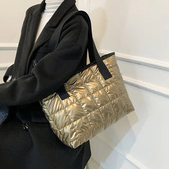 Winter Puffer Totes Handbag Diamond Lattice Shoulder Purse Style