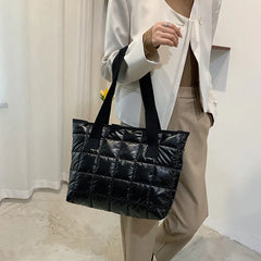 Winter Puffer Totes Handbag Diamond Lattice Shoulder Purse Style