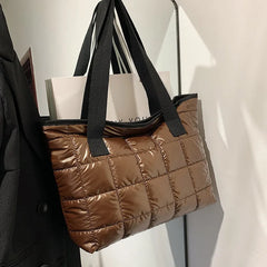 Winter Puffer Totes Handbag Diamond Lattice Shoulder Purse Style