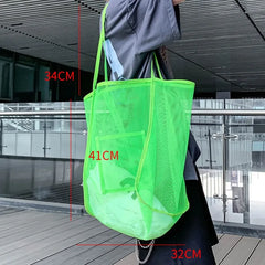 Women Mesh Single Shoulder Bag Lightweight Portable Shopping Travel Beach Bag
