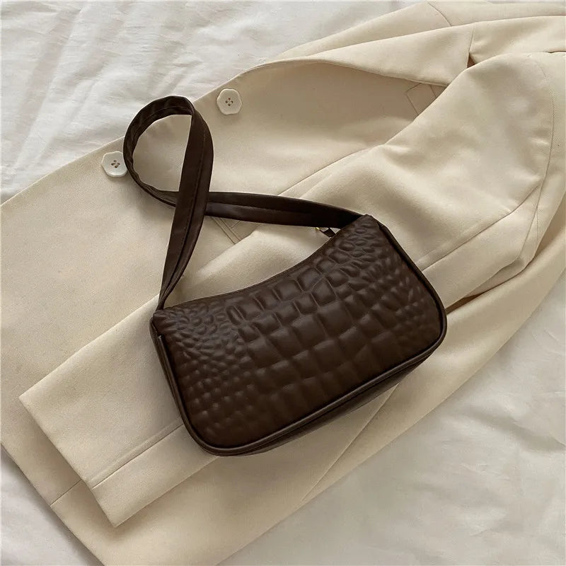 Women Underarm Bag PU Leather Solid Handbags Girls Small Shoulder Bags
