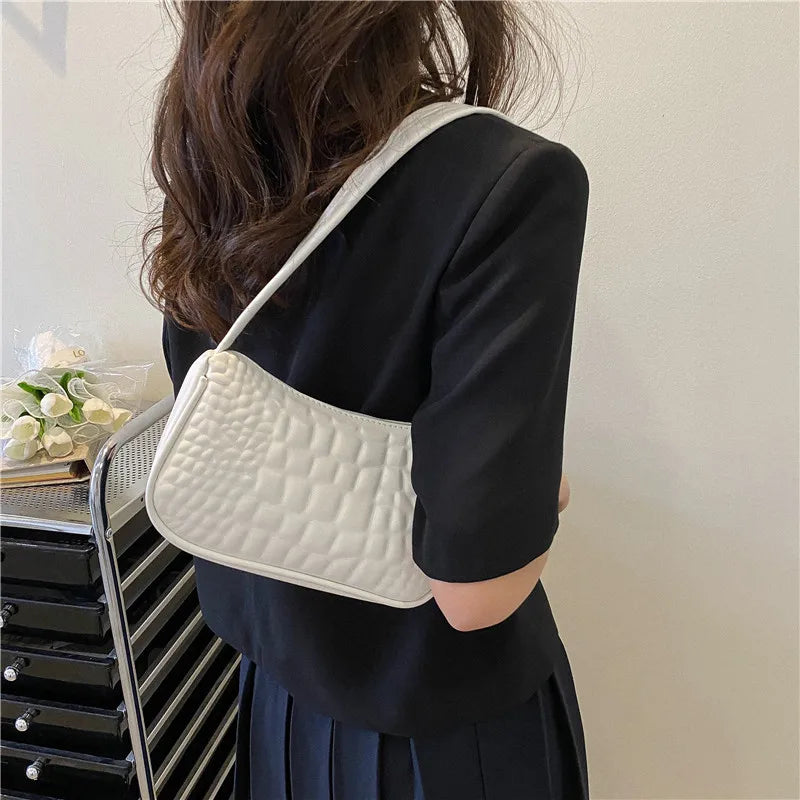 Women Underarm Bag PU Leather Solid Handbags Girls Small Shoulder Bags