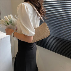 Women Underarm Bag PU Leather Solid Handbags Girls Small Shoulder Bags