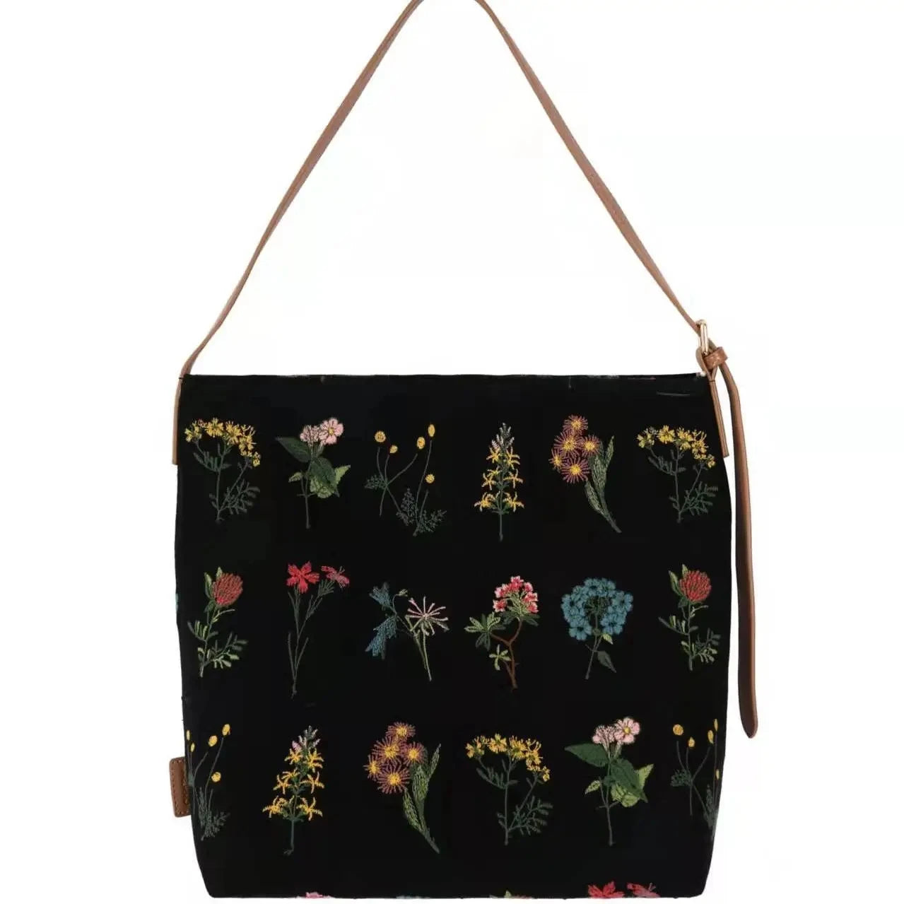 Vintage Floral Print Shoulder Bag High Capacity Lady Tote Bag