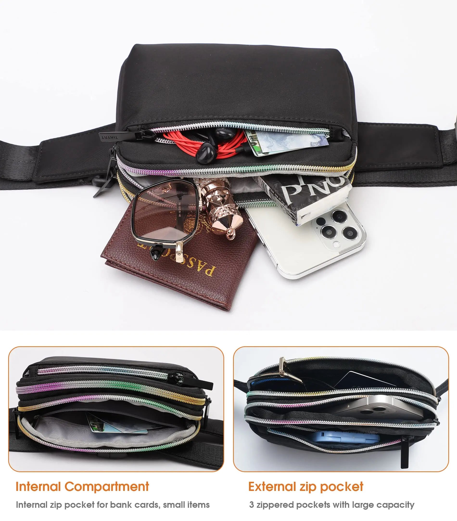 Women Waist Bags Fanny Pack Zipper Chest Bag Outdoor Sports Crossbody Bag