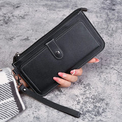 Multifunctional PU Leather Wallet Long Clutch Zipper Student Wallet