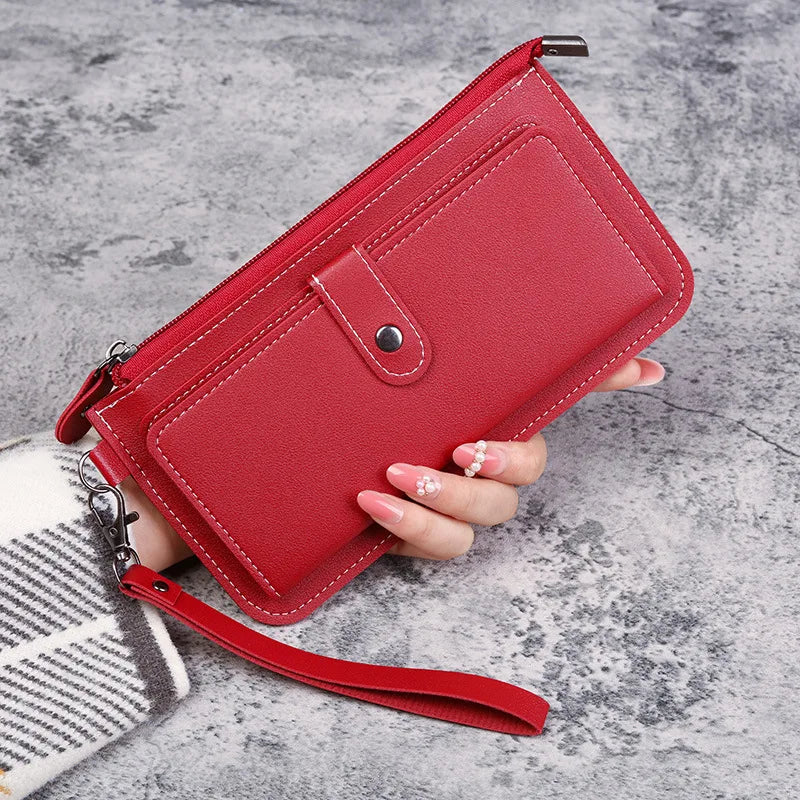 Multifunctional PU Leather Wallet Long Clutch Zipper Student Wallet