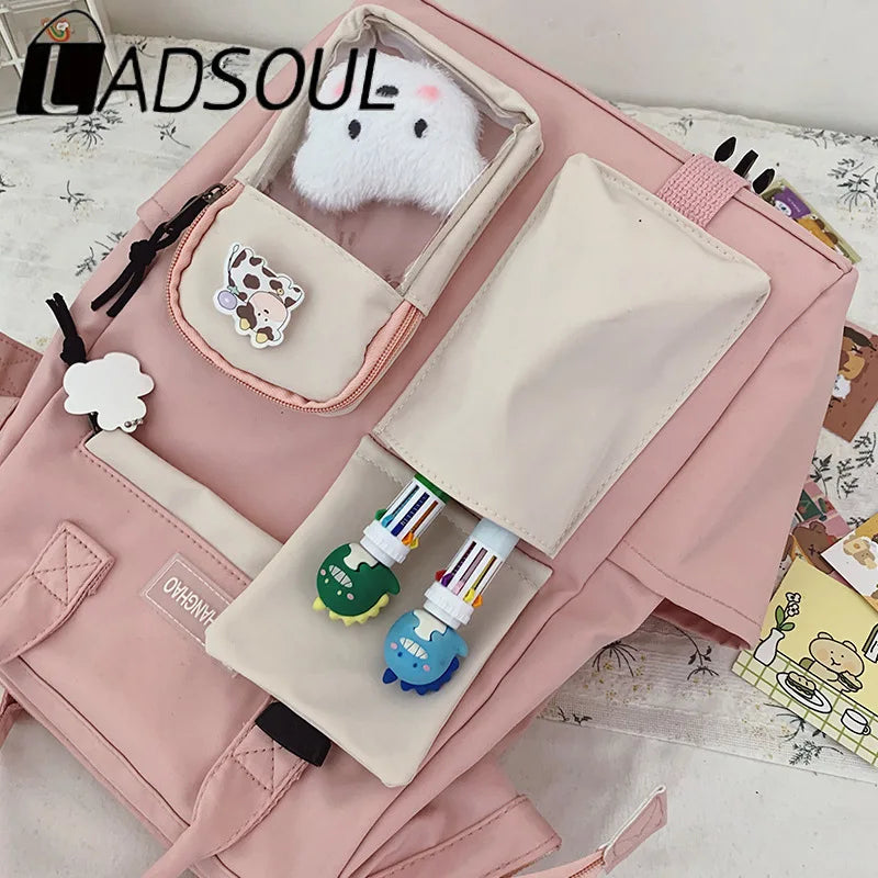 Women Waterproof Candy Colors Schoolbag High Students Leisure High Capacity