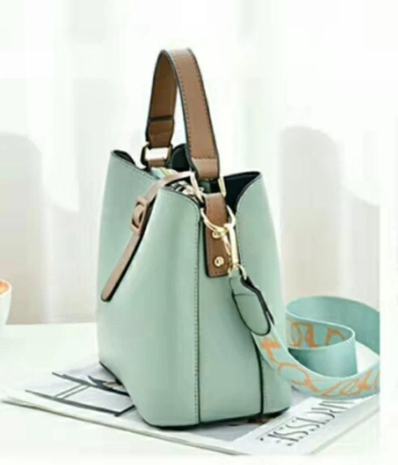 Women's Tassel Bucket Bag PU Leather Lightweight Shoulder Messenger Bag