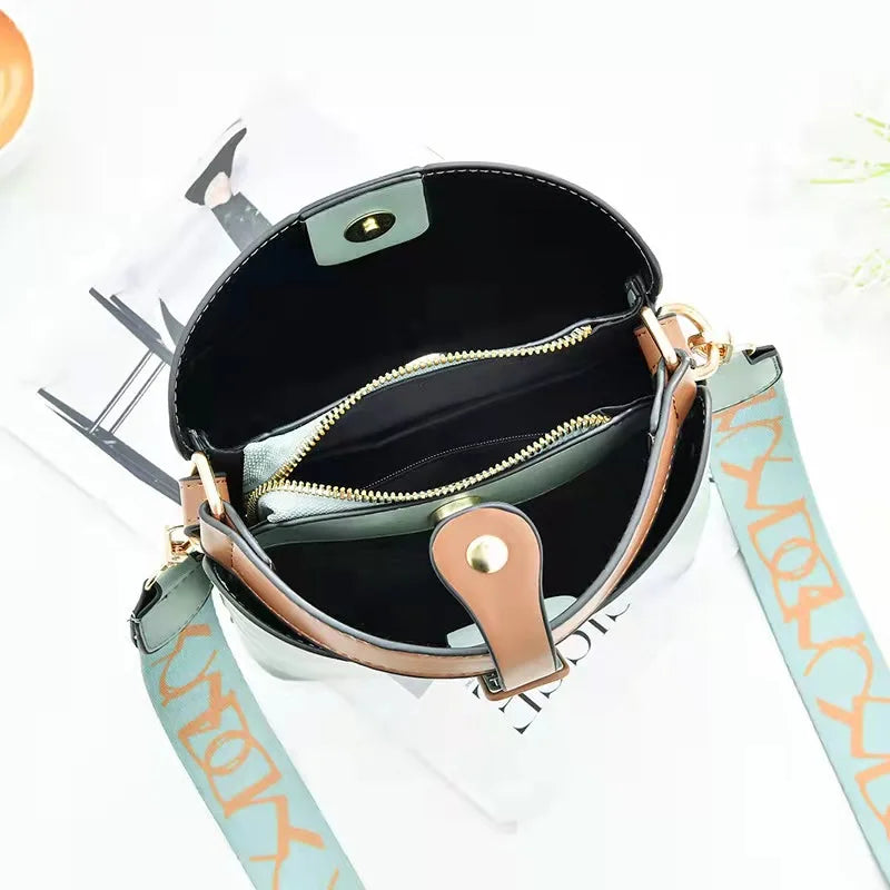Women's Tassel Bucket Bag PU Leather Lightweight Shoulder Messenger Bag