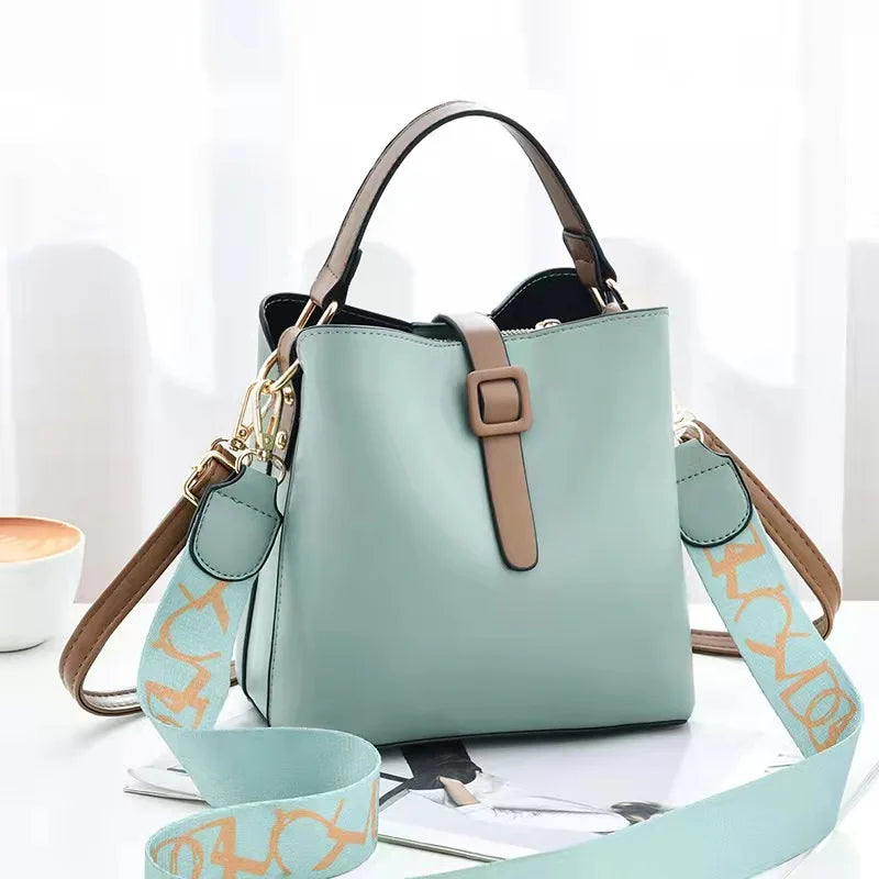 Women's Tassel Bucket Bag PU Leather Lightweight Shoulder Messenger Bag