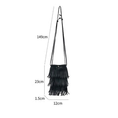 Women's Tassels Phone Bag Soft PU Leather Small Shoulder Crossbody Bag