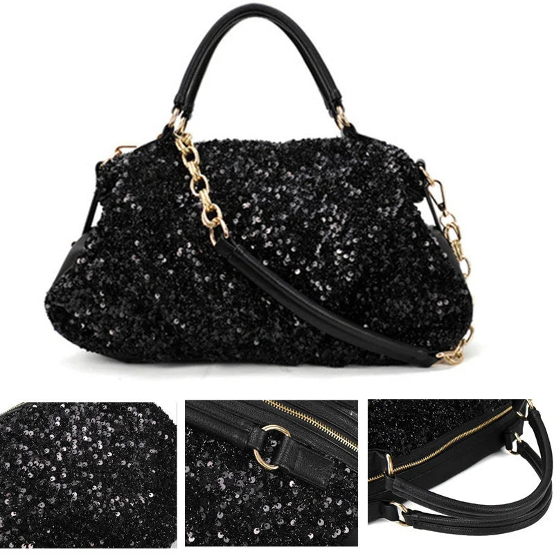 Women's Shoulder Bag Sequined PU Leather Handbag