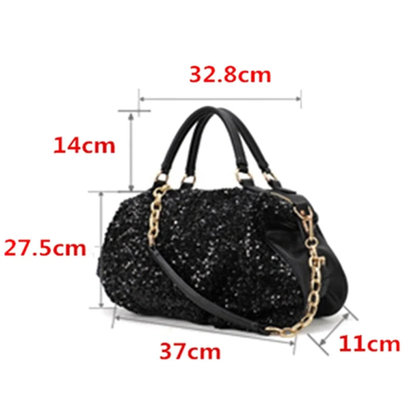 Women's Shoulder Bag Sequined PU Leather Handbag